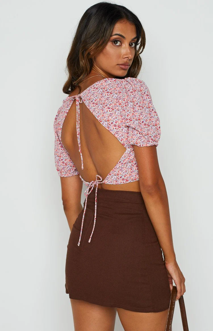 Harlo Pink Floral Tie Top