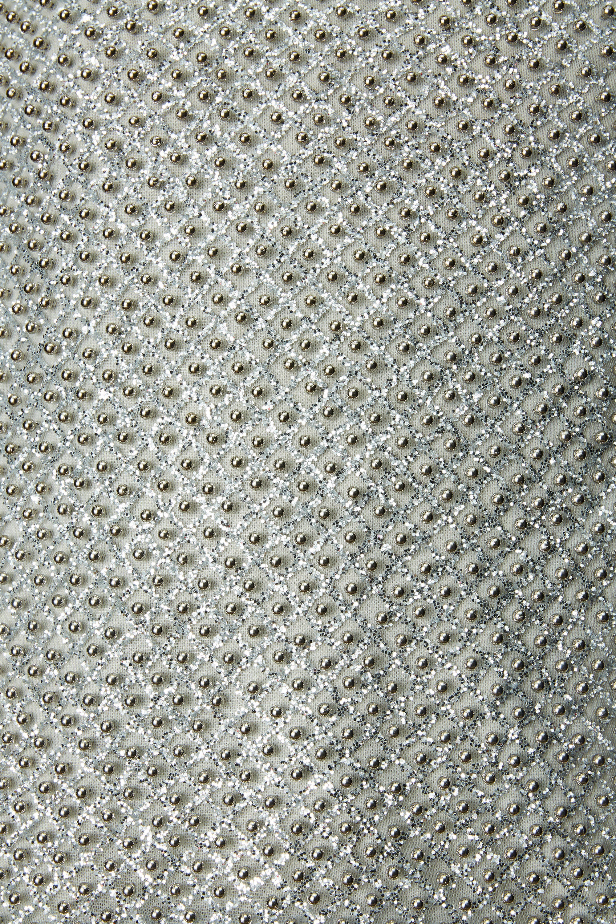 Flash Dance Racer Front Beaded Embellished Mini Dress in Silver