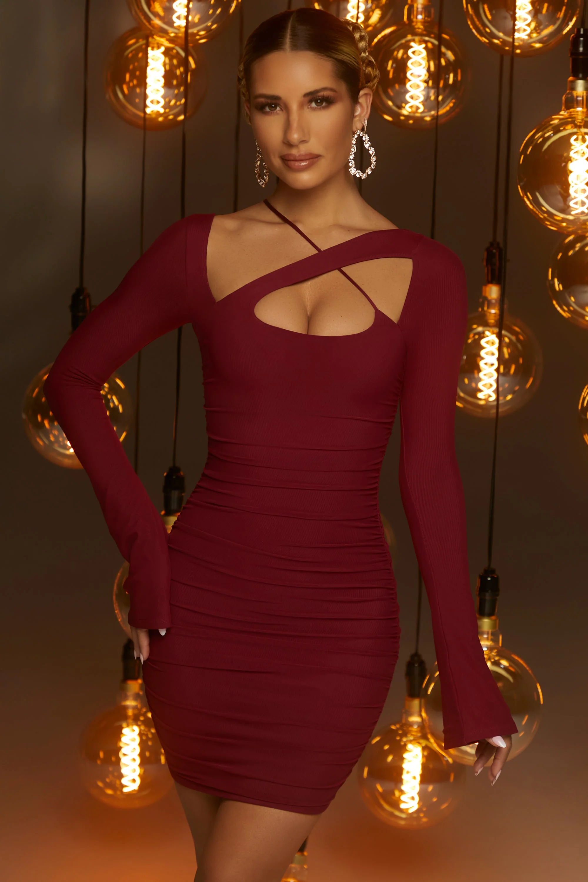 Long Sleeve Mini Dress in Red