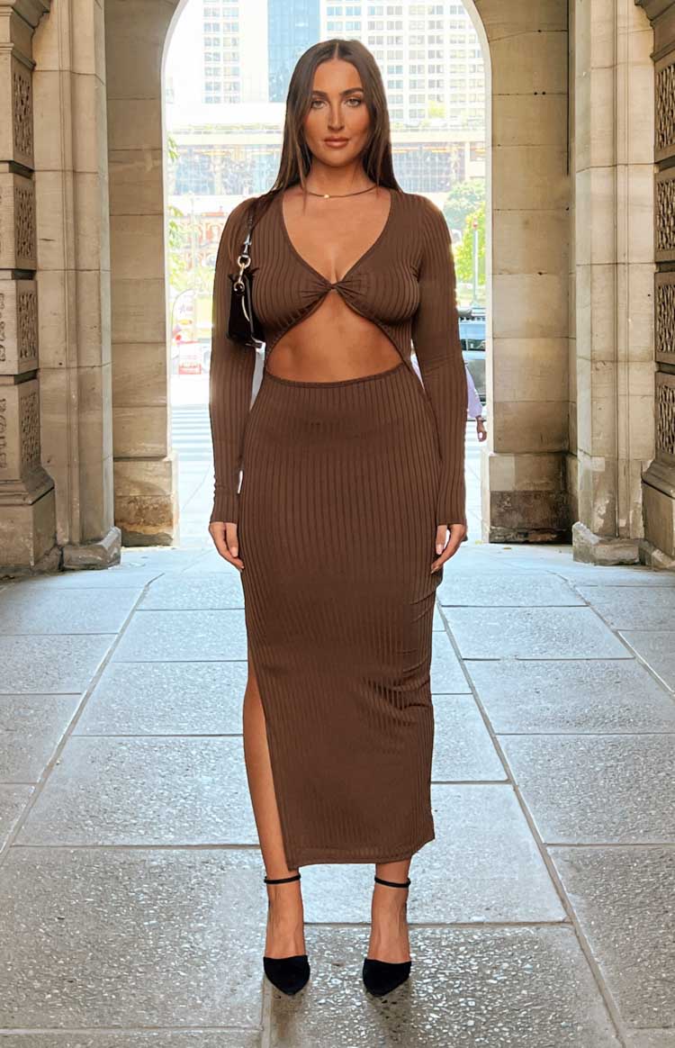 Hailey Cut Out Midi Brown