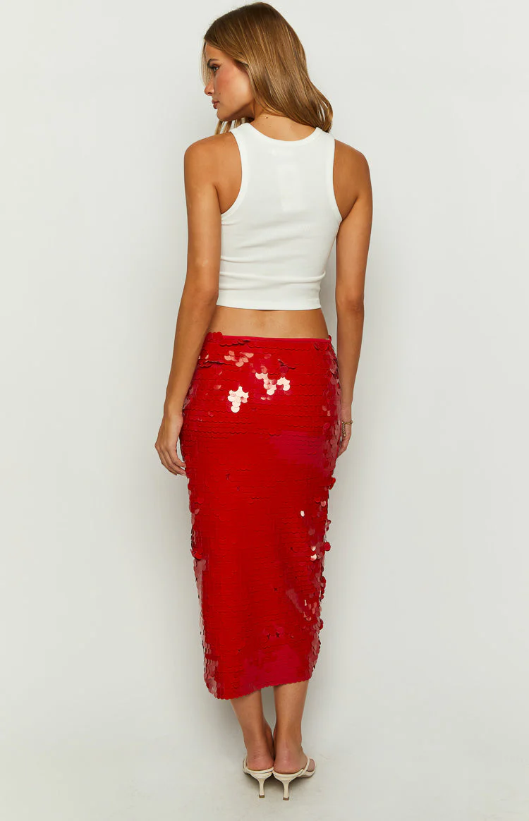 Lioness Night Rider Crimson Midi Skirt