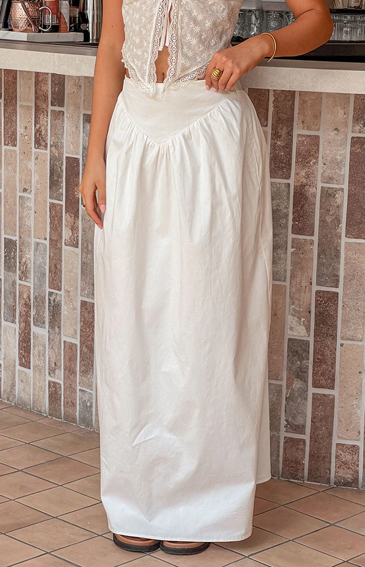 Sweetheart Swirl White Midi Skirt
