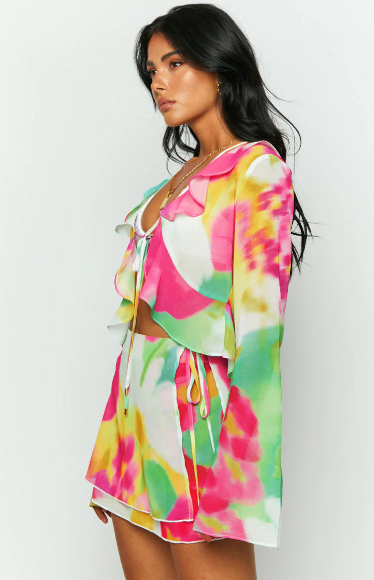 Kazan Floral Print Frill Top