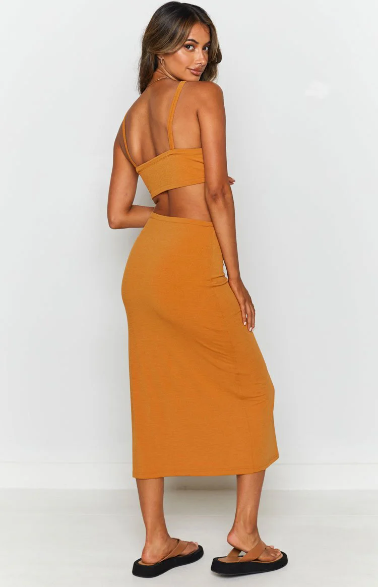 Faith Midi Dress Dark Mustard
