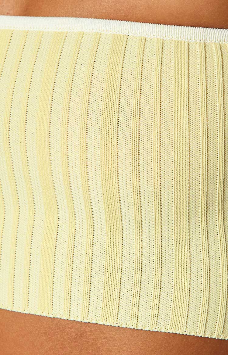 Pia Yellow Contrast Bind Knit Tube Top