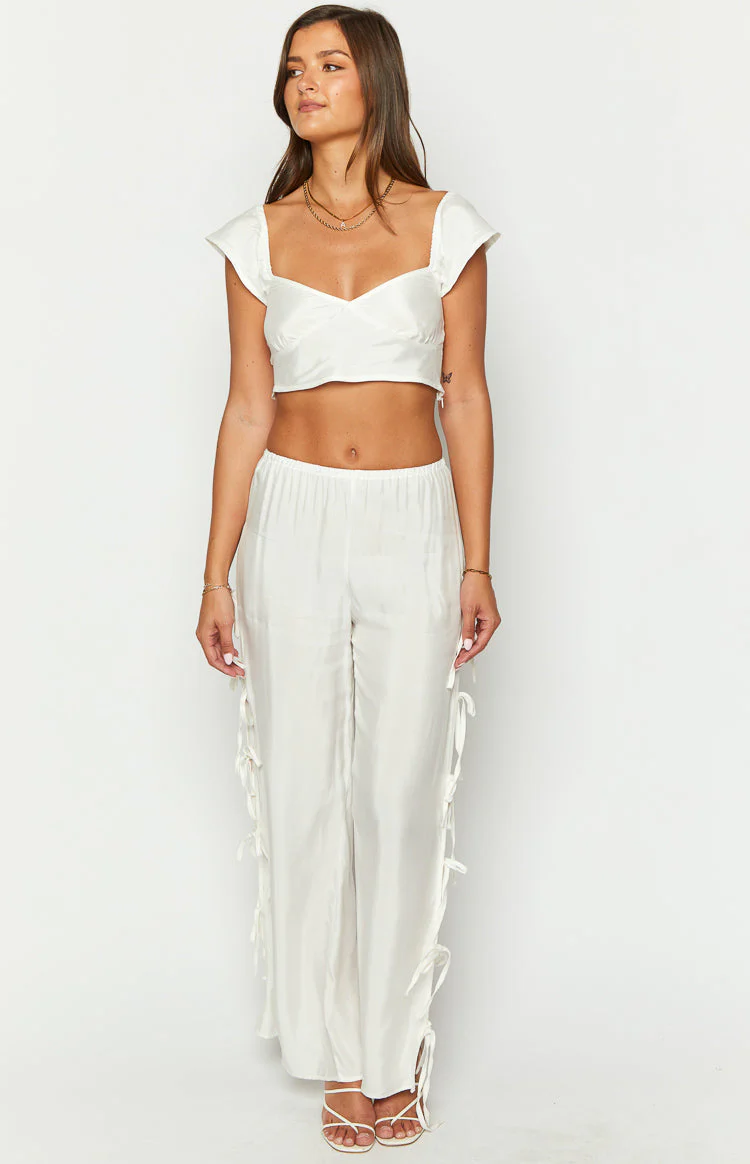 Bridget White Side Tie Pants