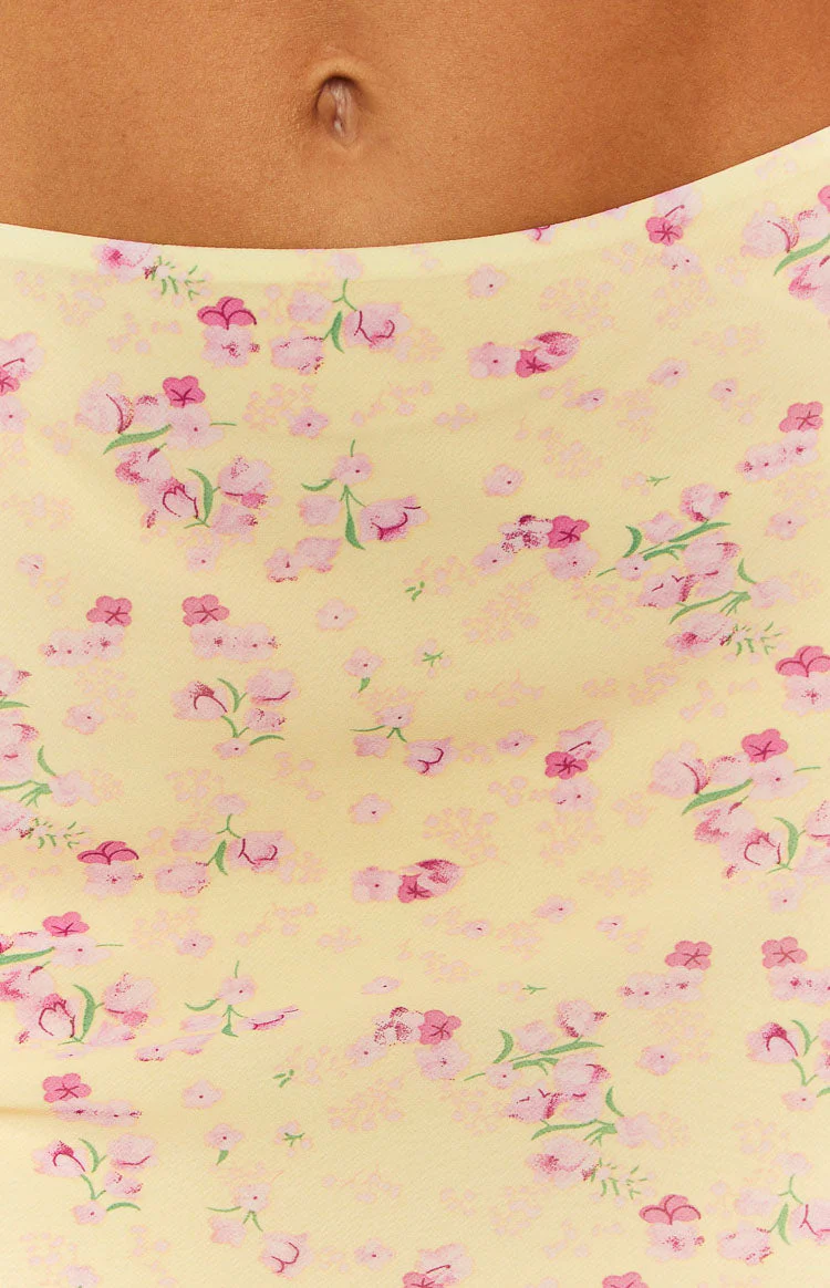 Nandita Yellow Floral Mini Skirt