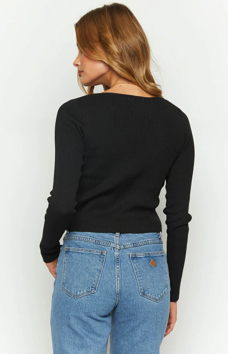 Pleasing Black Knit Cardi