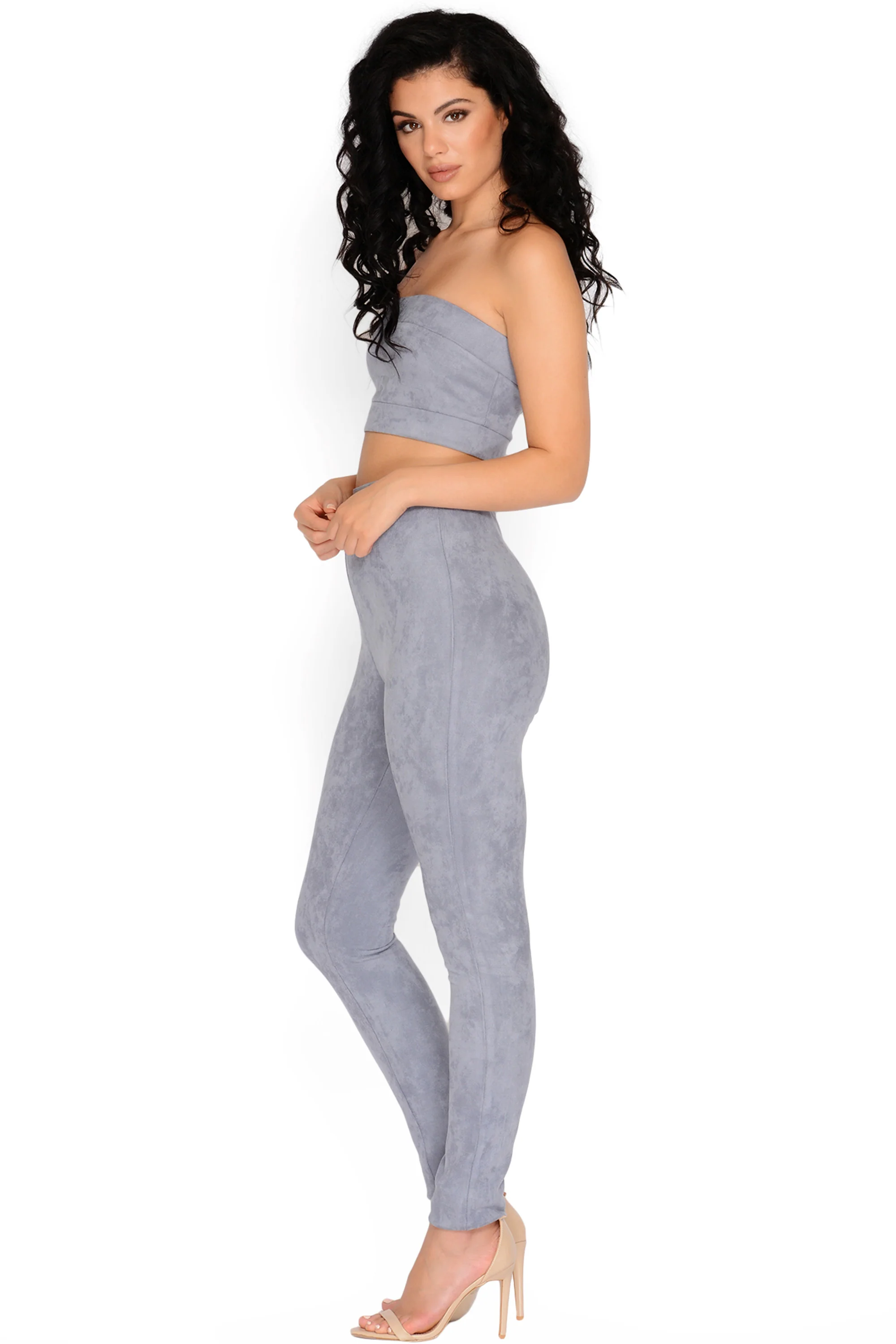 Killin‘ It Softly Suede Bandeau Top in Grey