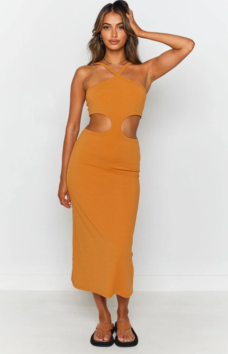 Faith Midi Dress Dark Mustard
