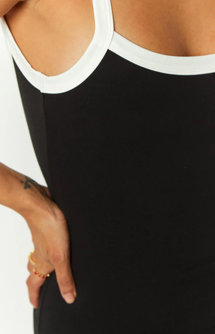 Peta Black and White Contrast Mini Dress