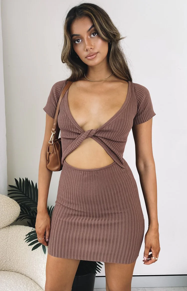 Antidote Reversible Twist Dress Brown