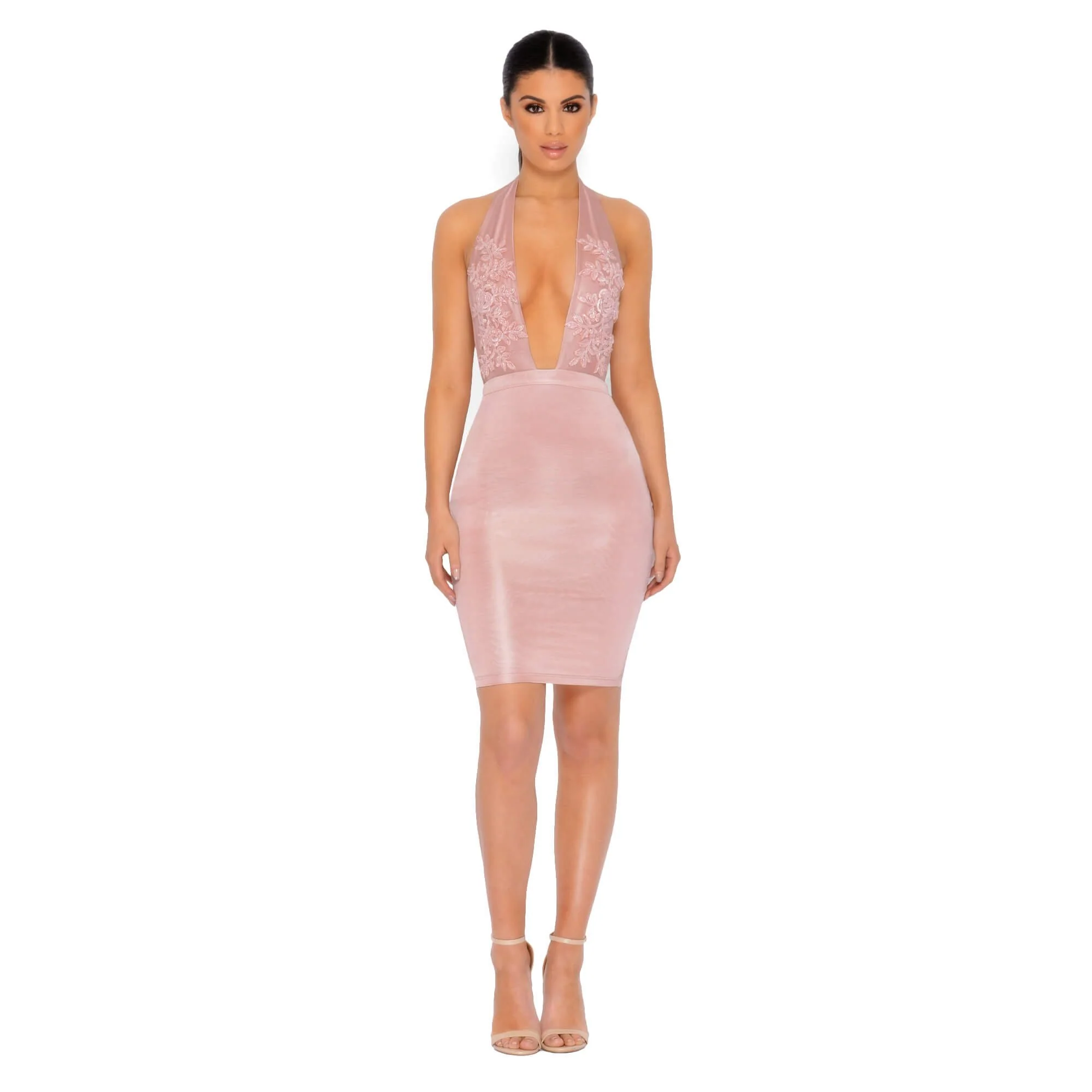Just Bead It Satin Mini Dress in Mauve