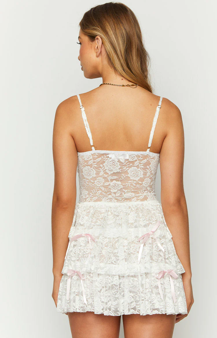 My Darling White Lace Mini Dress