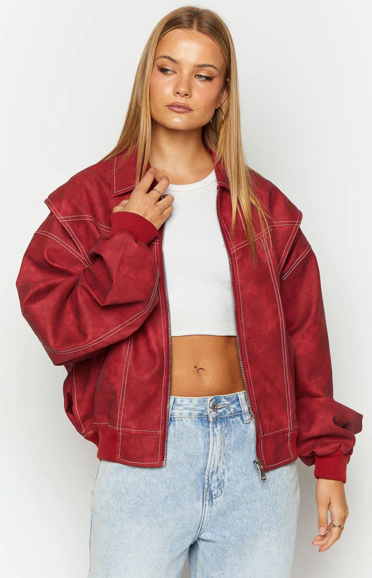 Lioness Vista Crimson Bomber Jacket