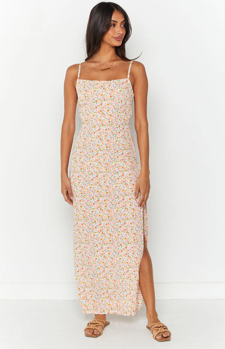 Chrissy Pink Floral Maxi Slip Dress