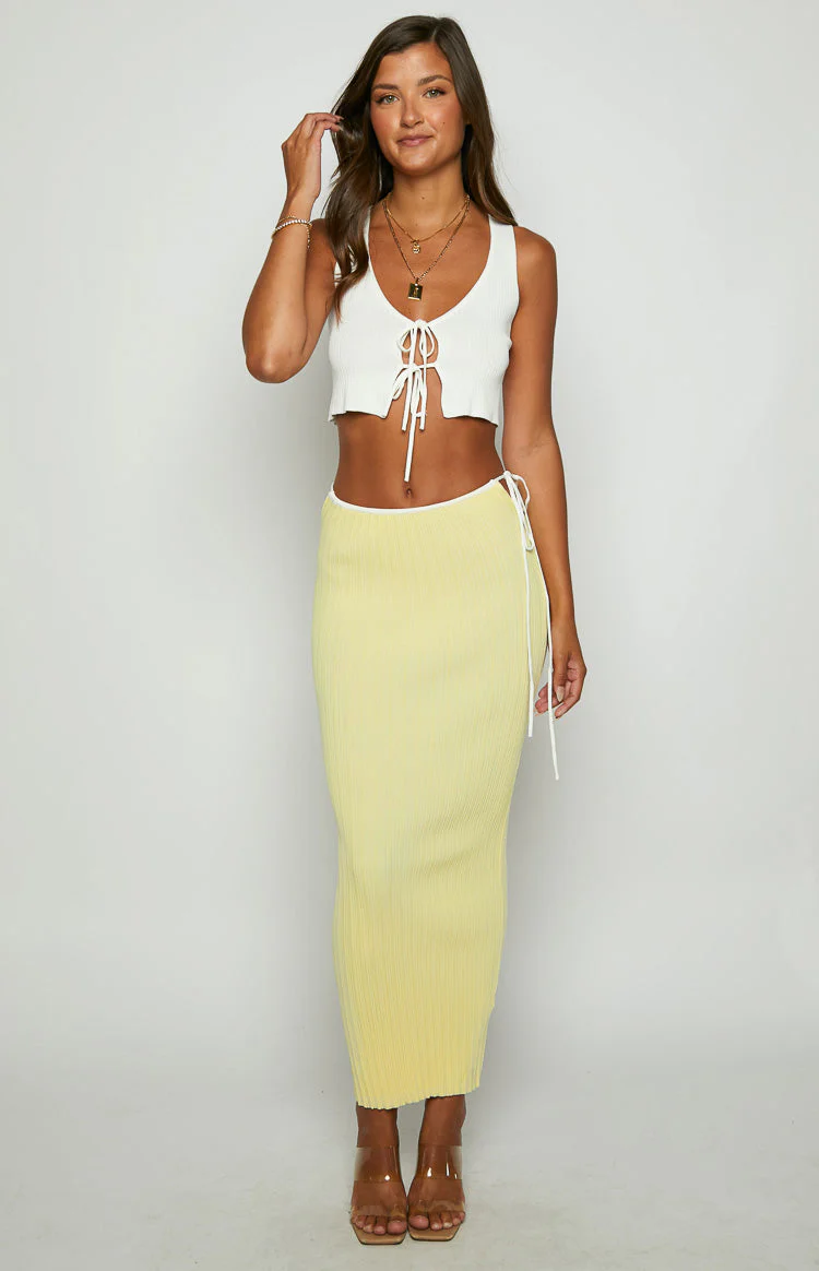 Pia Yellow Contrast Bind Knit Tube Top
