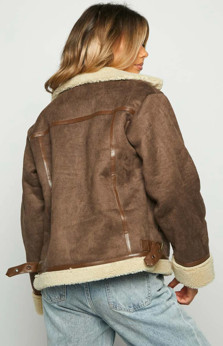 Aviator Brown Sherpa Jacket