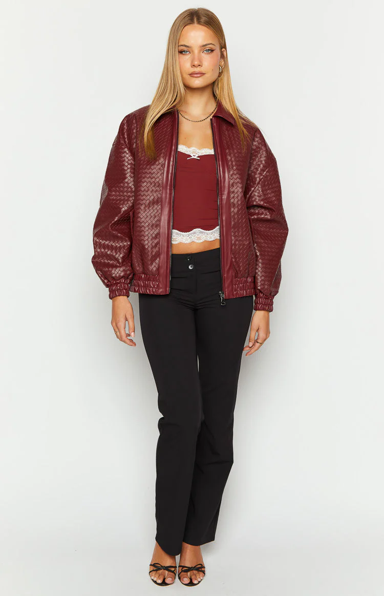 Lioness Kenny Burgundy Bomber Jacket