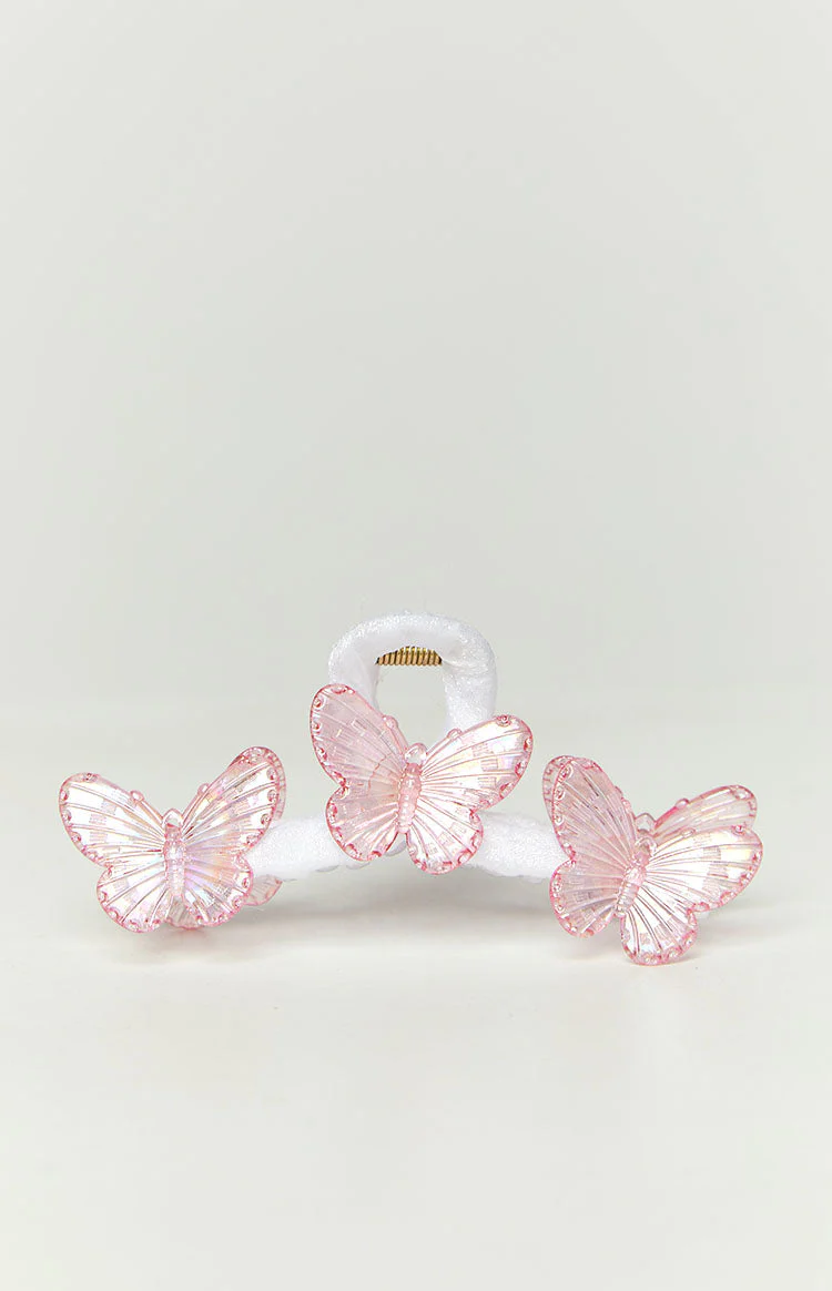 Pink Iridescent Butterfly Claw Clip