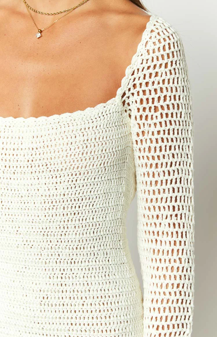Boston White Crochet Mini Dress