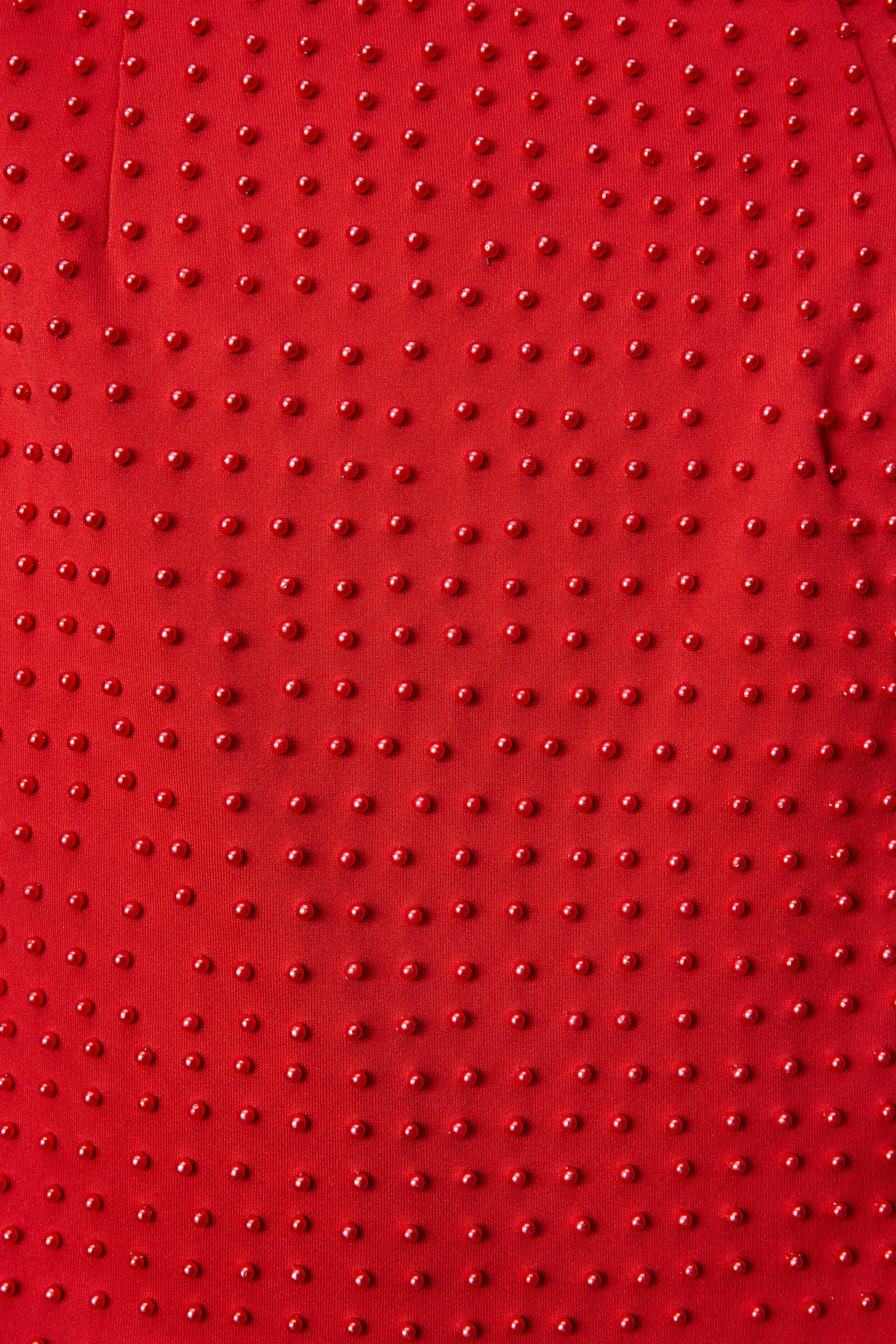 Dot To Dot Embellished Crop Top in Red