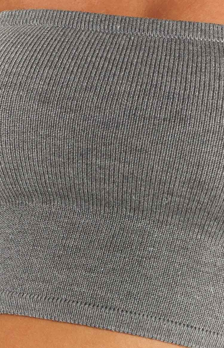 Maggie Grey Knitted Bandeau Crop Top