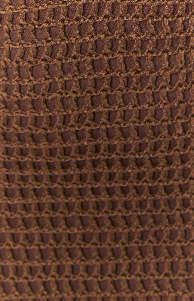 Donovan Brown Crochet Mini Dress