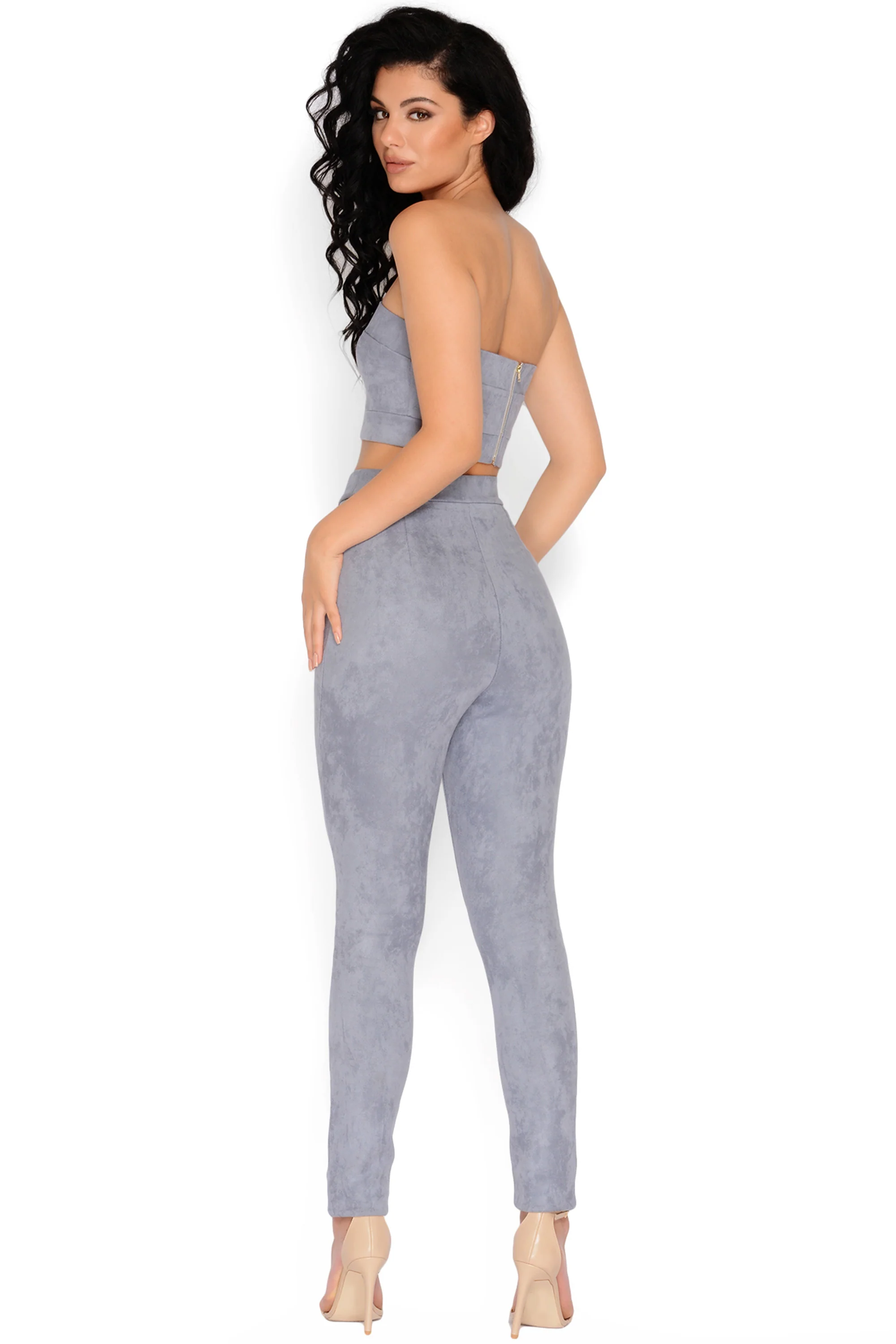 Killin‘ It Softly Suede Bandeau Top in Grey