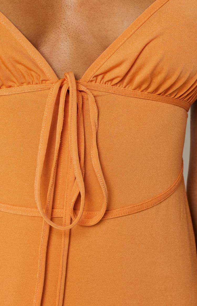 Kiera Orange Midi Slip Dress
