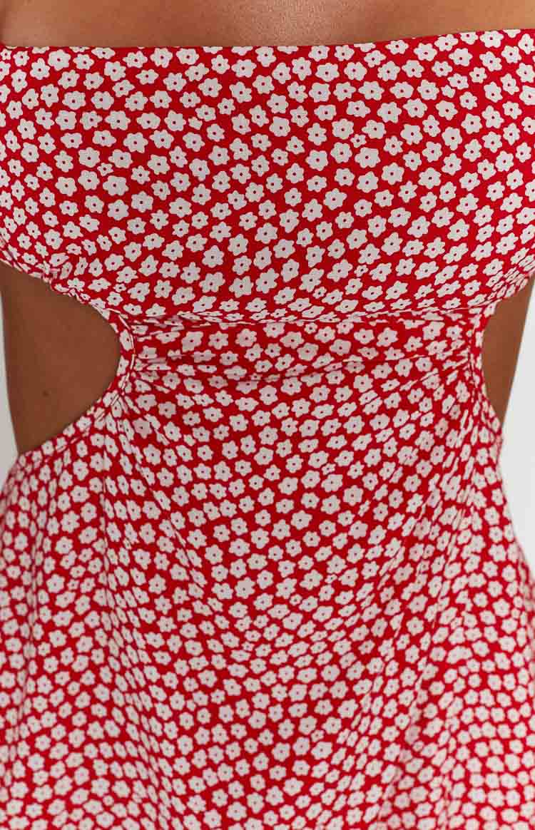 Jenna Red Print Cut Out Mini Dress