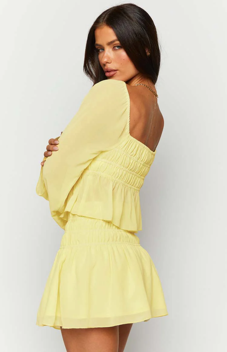 Sean Yellow Chiffon Mini Skirt