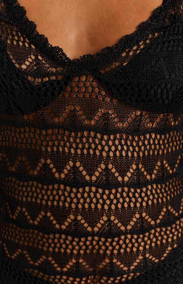 Lust Black Lace Crochet Maxi Dress