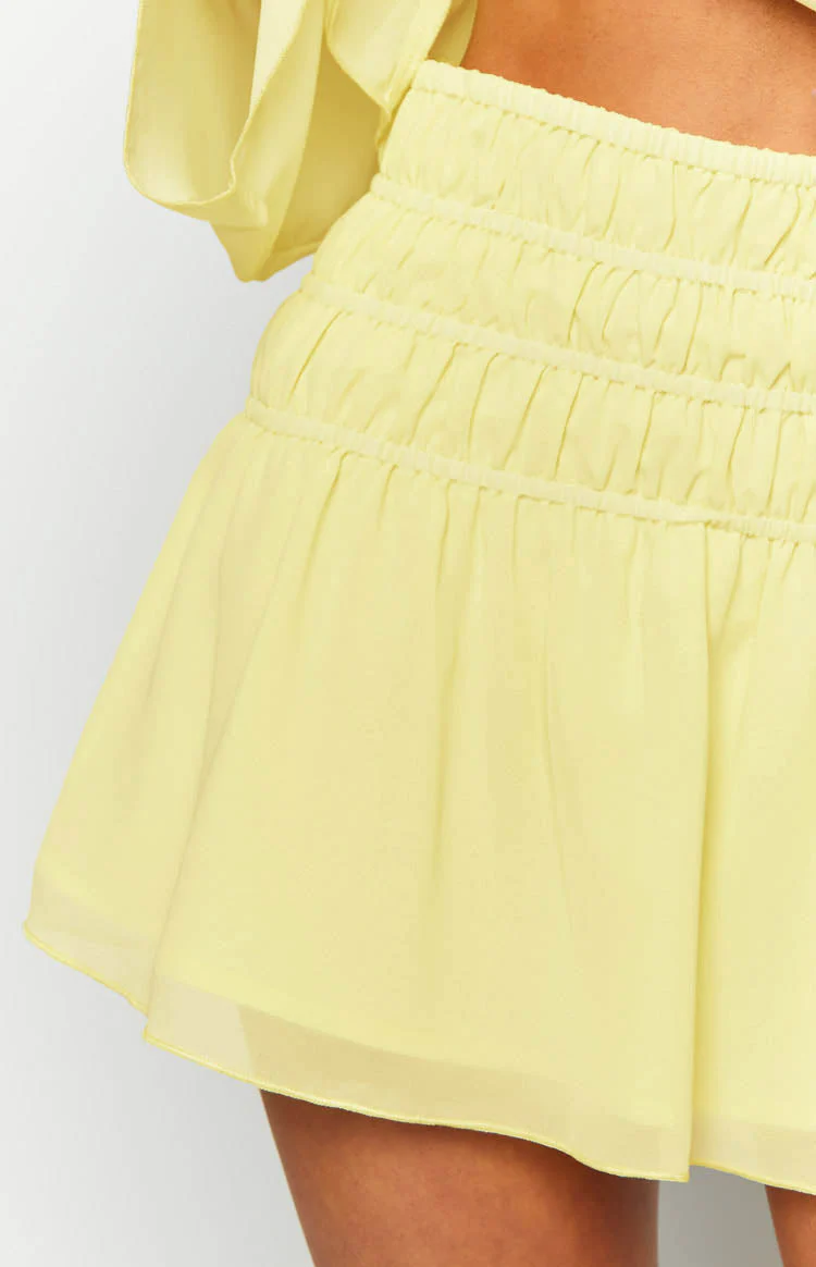 Sean Yellow Chiffon Mini Skirt