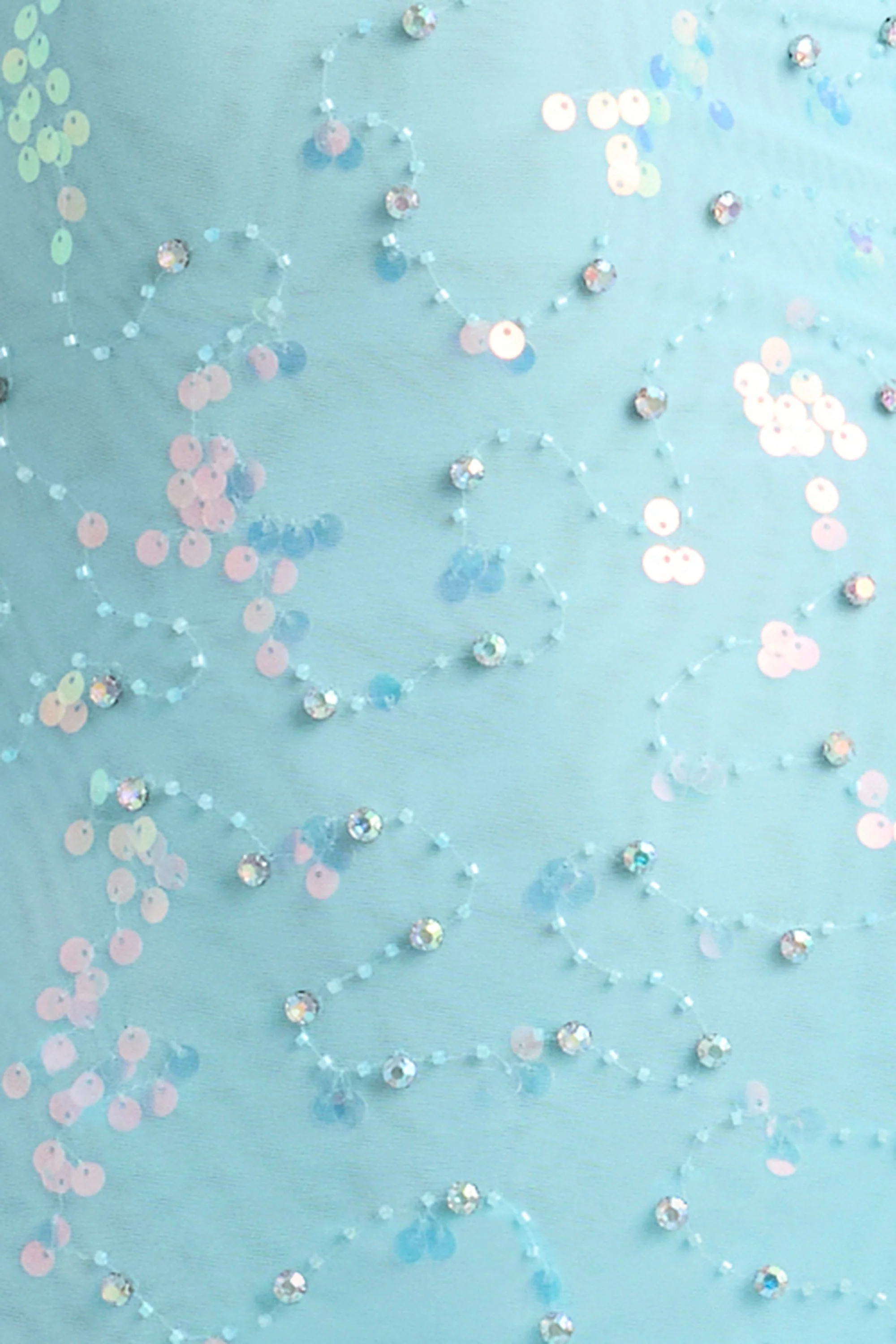 Embellished Lace-Up Mini Dress in Ice Blue