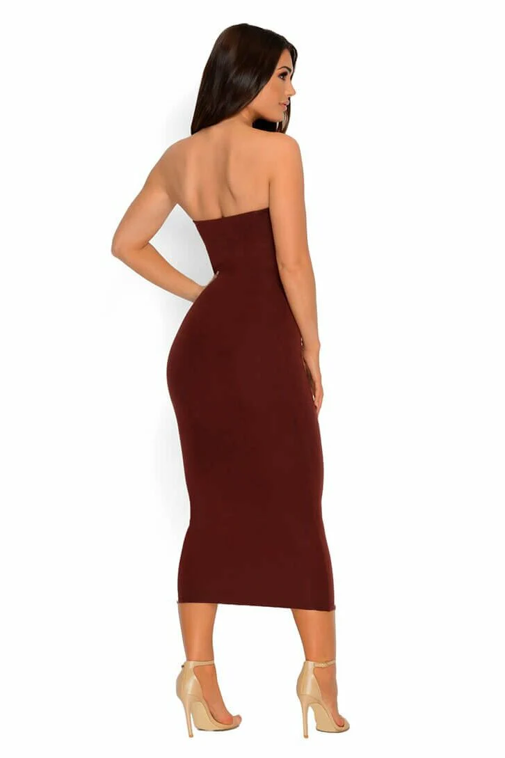 Keep Me Sweet Double Layered Midi Dress in Wine