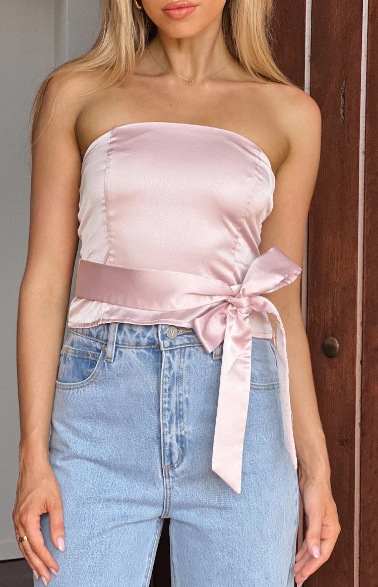 Satin Diva Pink Crop Top