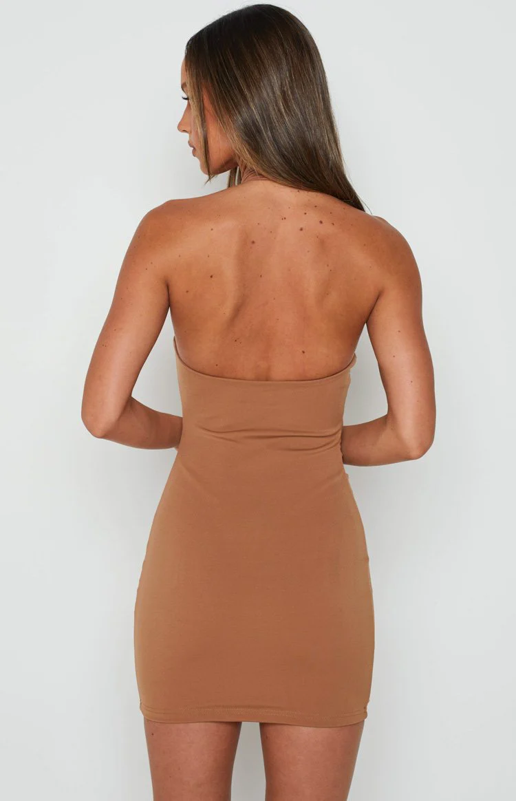 Finley Tan Halter Mini Dress