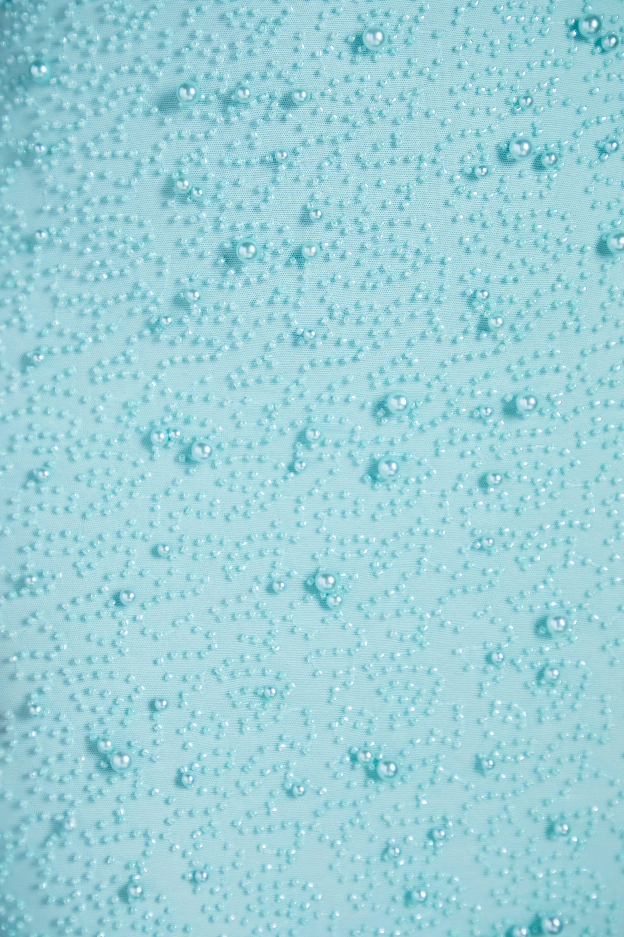 Embellished Mesh Mini Skirt in Aqua