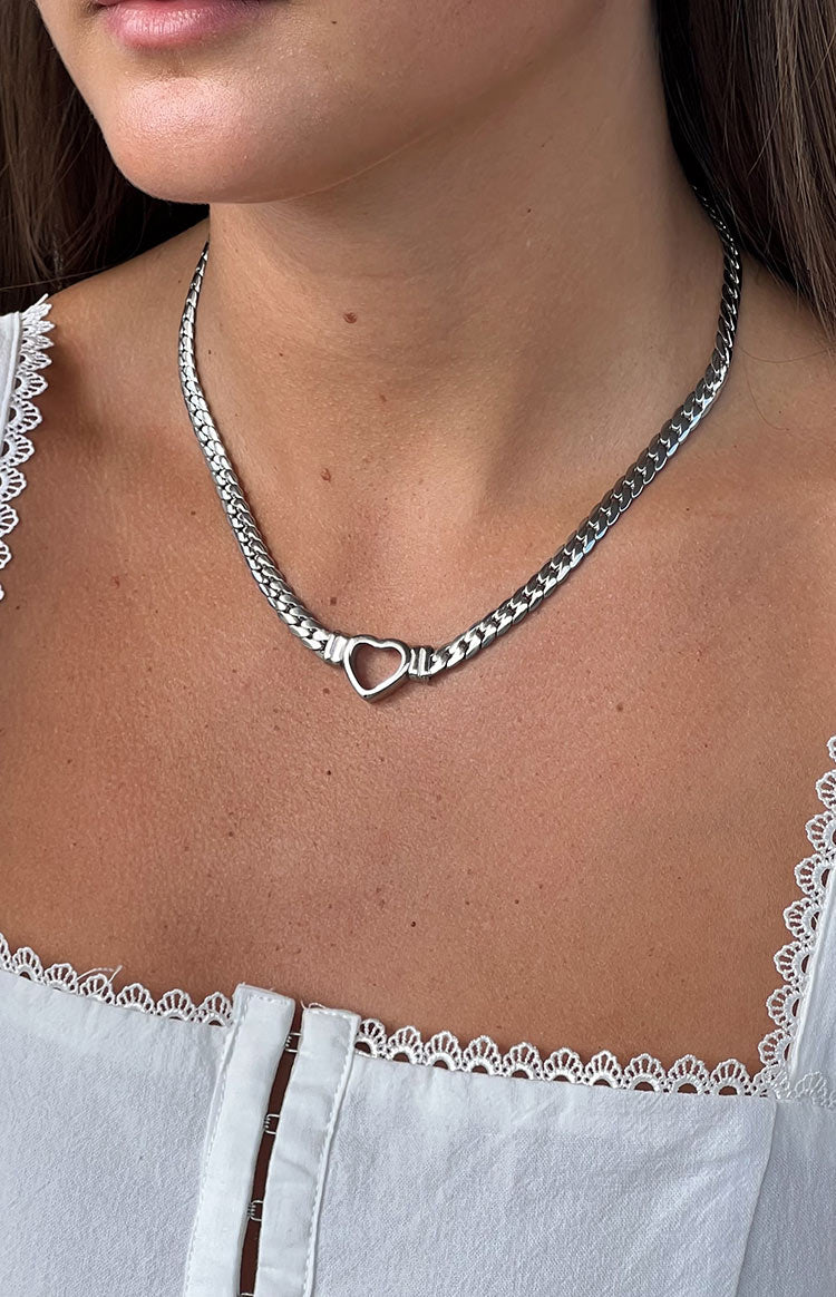 Everly Silver Plated Stainless Steel Heart Necklace