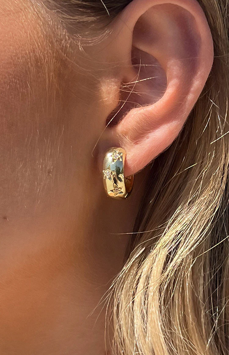 Stardust Gold Hoop Earrings