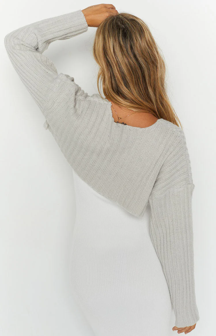Elsa Grey Rib Knit Bolero