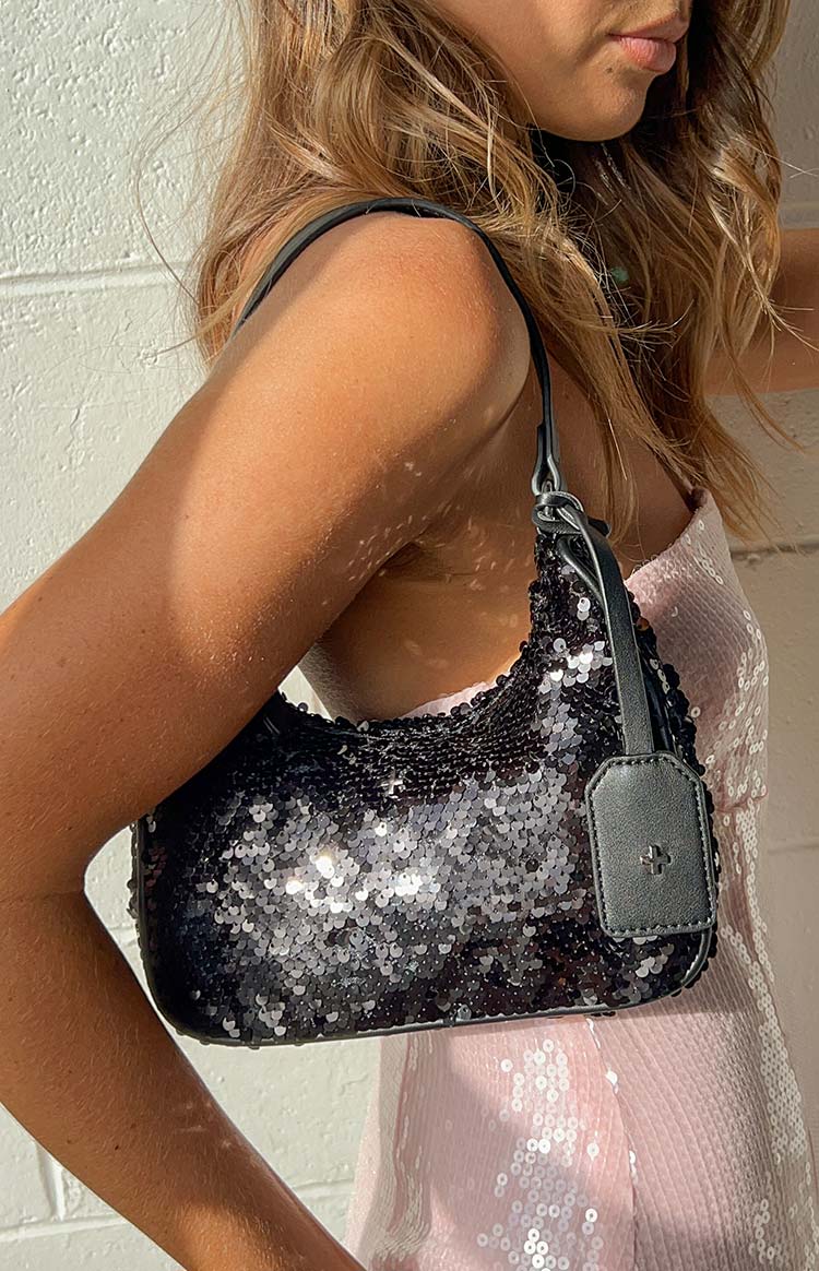 Peta & Jain Niah Black Sequin Shoulder Bag
