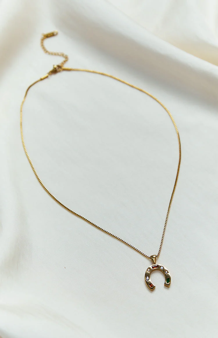 Georgia Gold U-Shaped Horseshoe Pendant Necklace