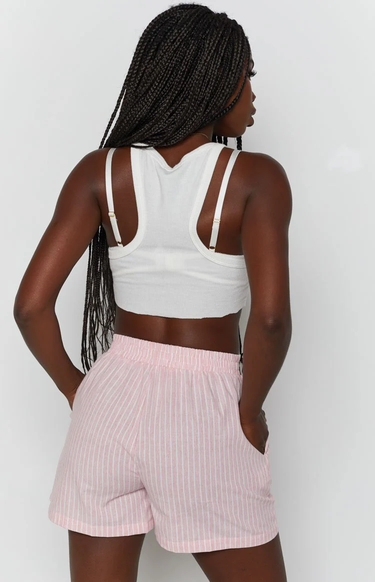 The Sarah Shorts Pink Pinstripe