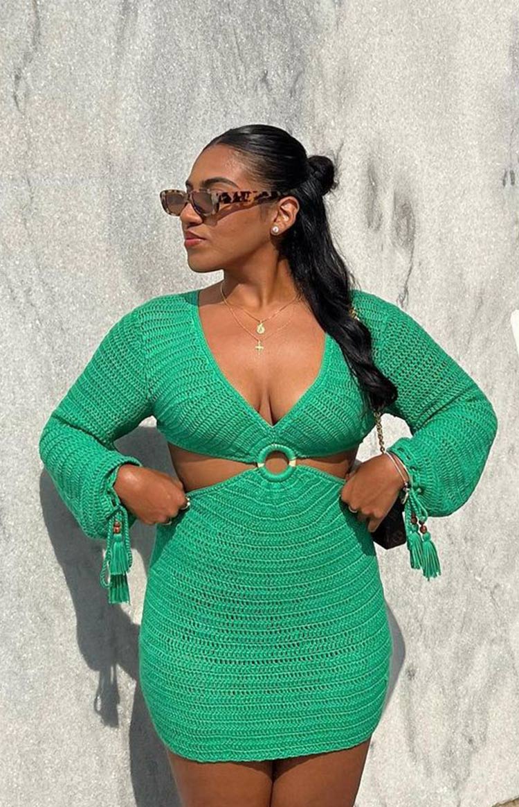 Cleo Crochet Dress Green