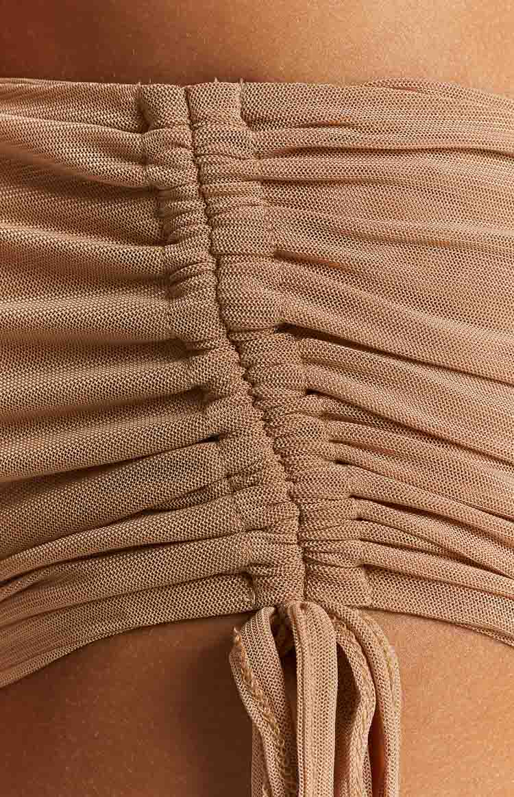 Lexi Tan Mesh Strapless Top