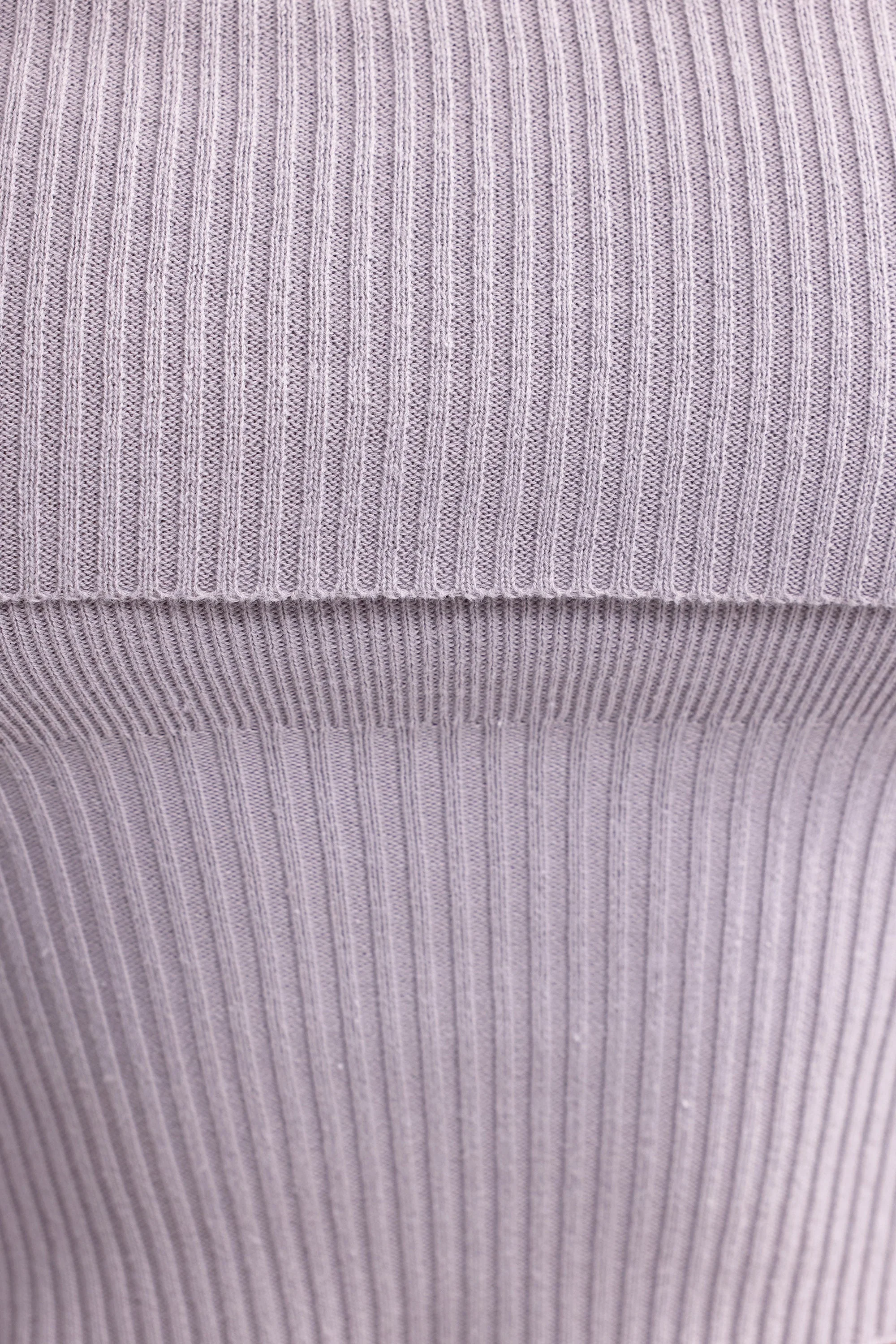 Bandeau Chunky Knit Crop Top in Dusty Lavender