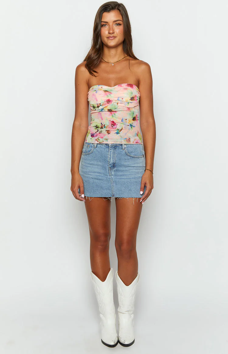 Gill Pink Floral Mesh Top