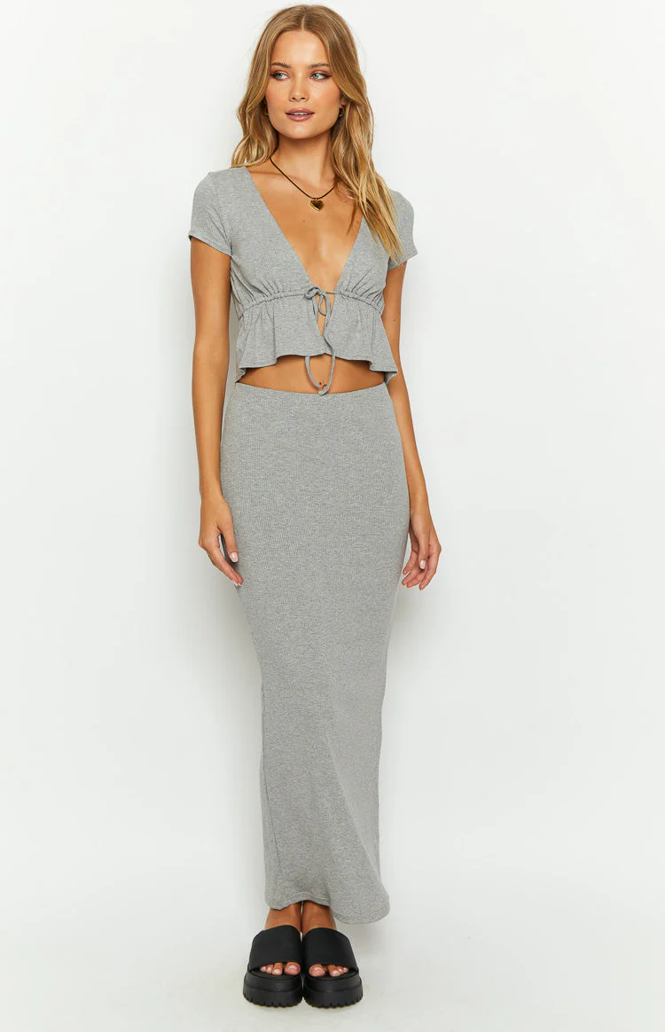 Kirra Grey Maxi Skirt
